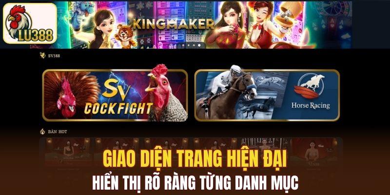 Giao diện trang hiện đại, hiển thị rõ ràng từng danh mục